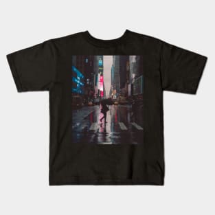 Woman in neon city Kids T-Shirt